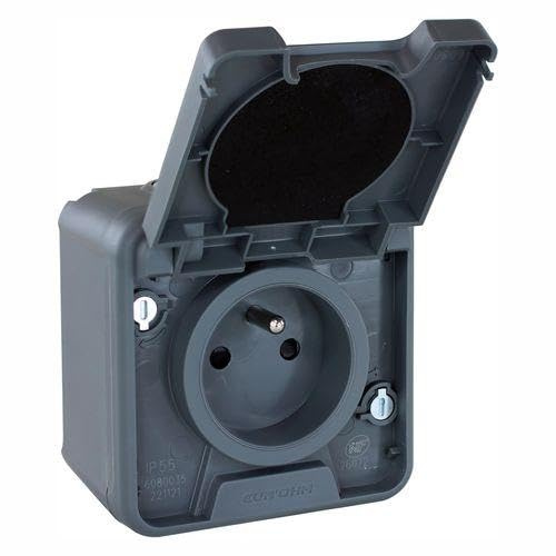 Prise 2P+T Oxxo - 1 poste - 16A - 250V - Gris