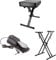 RockJam Xfinity Doublebraced Vormontierter hochverstellbarer Tastaturständer + Verstellbarer gepolsterter Tastaturständer + professioneller Pedalgriff für Digitale Klaviere