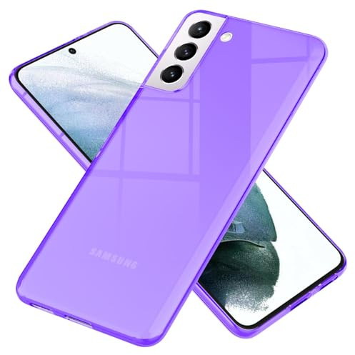 NALIA Neon Silikonhülle für Samsung Galaxy S21 - Hülle, Lila | Rutschfester Grip in der Hand, Kabelloses Laden, Bündiger Kamera-Abschluss, Erhöhter Rand zum Ablegen, VIBE
