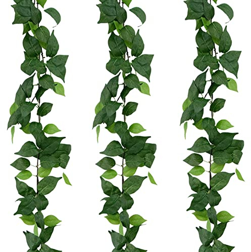 dallisten 3Strands Artificial Vines Kit, 71 Silk Eucalyptus Ivy Garland Green Leaves Natural Odorless, Fake Greenery Hanging Plants Decoration for Home, Bedroom, Wall, Party, Wedding Decor