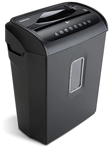 Aurora High-Security 6-Sheet Micro-Cut Paper Credit Card Shredder with 3.5-Gallon Wastebasket, 4-Minute Continuous Running Time, Security Level P-4