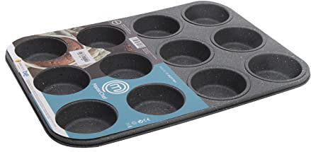 Masterchef Junior - Molde para 12 Magdalenas - Diseño en Acero de Carbono - Molde con Superficie Antiadherente - 12 Espacios Pequeños - Apto para Horno y Lavavajillas