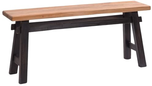 DESIGN DELIGHTS SITZBANK East | Mahagoni, 118x27,5x53cm (BxTxH) | natürliche Holzbank, rustikale Flurbank, Küchenbank, Vintage Beistellbank, Bettbank | Farbe: 04 schwarz-Natur