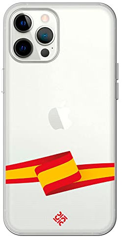 Movilshop Funda para [ iPhone 12 Pro MAX ] Dibujo Auténtico [ Bandera España ] de Silicona Flexible Transparente Carcasa Case Cover Gel para Smartphone.
