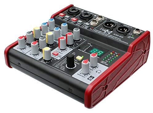 E-Lektron AIM-66 4-Kanal Streaming Audio-Mixer Mischpult mit USB Computer-Interface und DSP-Effekt