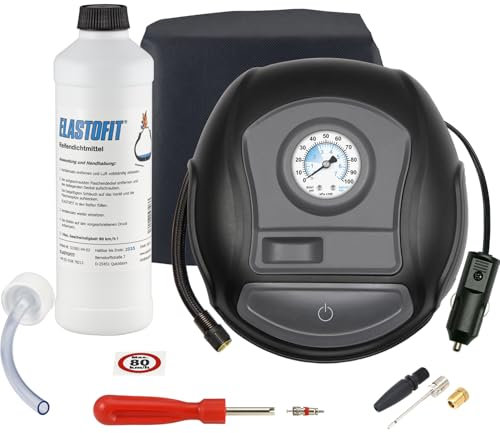 ELASTOFIT Reifen Pannenset mit Kompressor Reifendichtmittel 10 Jahre haltbar (XT200 S)
