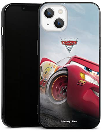 DeinDesign Slim Case extra dünn kompatibel mit Apple iPhone 13 Silikon Handyhülle schwarz Hülle Lightning McQueen 95 Offizielles Lizenzprodukt Cars