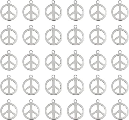 nbeads 200 Stück Edelstahl Friedenszeichen Anhänger Charms, Peace Symbol Charms Halskette Armband Anhänger Für DIY Handmade Accessoires Schmuckzubehör Und Zubehör