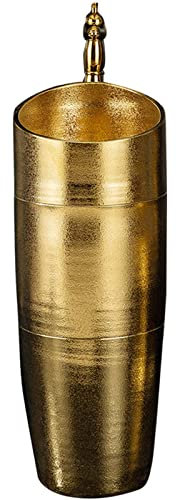 Standwaschbecken, Waschtisch Säule, Gold Farbe Waschtisch, Handpoliert Rund Waschbecken Für Bad Und WC, Antifouling Und Leicht Zu Reinigen (Ohne Spiegel,Gold)