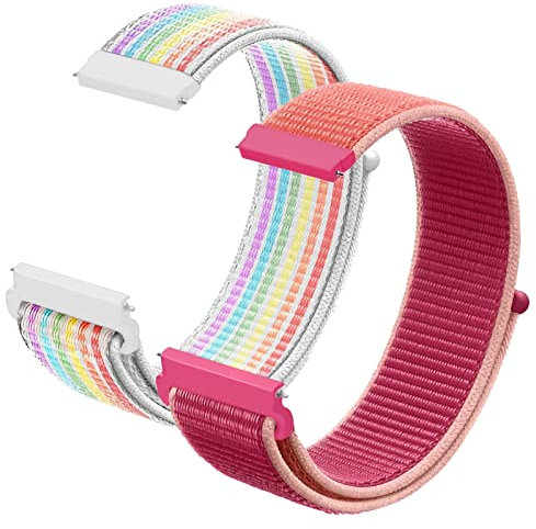 NewJourney 2Pack Kompatibel mit Anio 5 Armband Ersatz, 20mm Kinder SmartWatch Band Ersatz,Nicht kompatibel mit anio 6 und Xplora X6 (Regenbogen+Granatapfelrot)