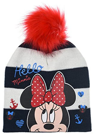 Sun City Minnie Mouse Baby Mädchen Winter-Mütze Bommelmütze, Farbe:Dunkel-Blau, Größe:48