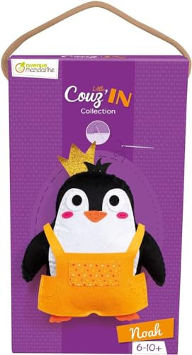 MY MANDARINE KC147C - Kreativbox Nähen lernen, Little Couz'In, 1 Kuscheltier aus Filz zum Basteln, ab 6 Jahren, Noah der Pinguin, 1 Box