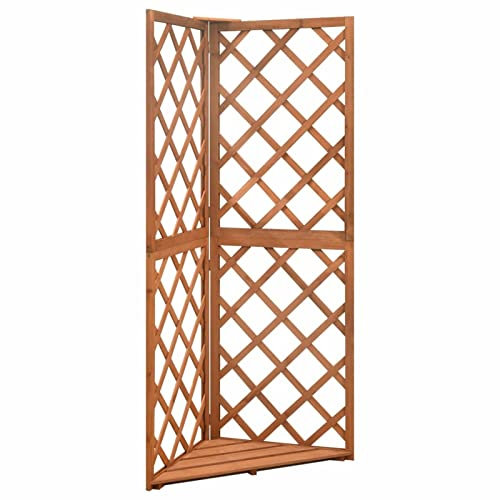 Bopdu Corner Trellis Plant Trellis Wooden Trellis Garden Trellis Corner Trellis for Climbing Plants Patio Corner Planter Wooden Planter Outdoor Flowers Planter 50x50x145 cm Solid Fir Wood