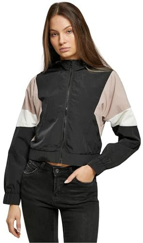 Urban Classics Damen Jacke Ladies Short 3-Tone Crinkle Jacket black/duskrose/whitesand 4XL