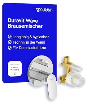 Duravit Wave Wannenarmatur Set für 2 Verbraucher, inkl. Fertigmontageset mit Unterputz-Grundkörper, Einhebel-Brausemischer mit Keramikmischsystem, Chrom