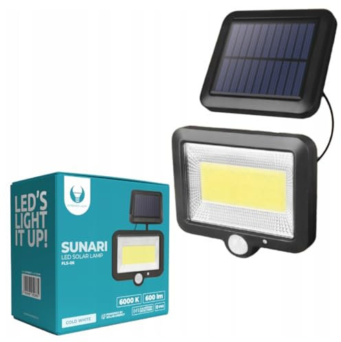 FOREVER FLS-06 Lampe solaire d'extérieur à LED avec capteur de mouvement PIR et capteur crépusculaire/panneau solaire à montage indépendant/trois modes d'éclairage