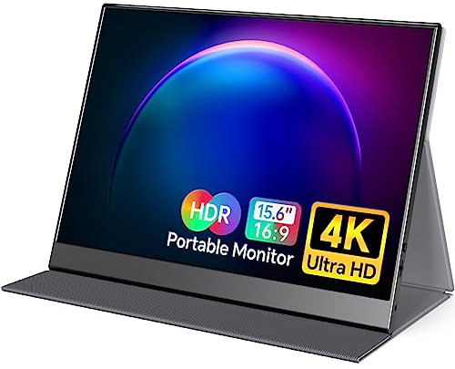 VILVA 15.6'' 4K UHD IPS Monitor, 100% Adobe RGB, USB C HDMI Portable Travel Display, Speakers & Smart Cover, for Laptop Xbox PS4 Switch Phone Mac