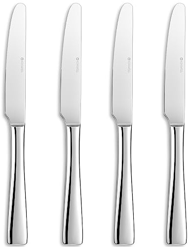 KEAWELL Premium 9.5 Louis Dinner Knives, Set of 4, Stainless Steel Dishwasher Safe, Serrated Knives (Plain)