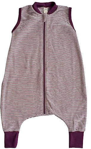 Lilano, Schlafsack mit Bein, geringelt, Merinowolle (kbT), Seide, 210 g/m² (Beere/Natur, 74-80)