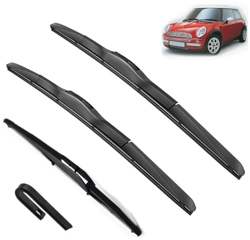 Front Rear Wiper Blades Kit Compatible with MINI Cooper R50 R53 2002-2006 Window Windscreen Windshield Fit U Hook Arm Delete Cover Refill (Color : Front Rear, Size : RHD)