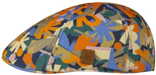 Stetson Texas Print x The Feebles Flatcap - Mehrfarbige Mütze - Sechsteilige Schirmmütze - Herren - Herbst/Winter - Wintermütze aus 100% Baumwolle orange S (54-55 cm)