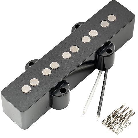 Artec JOA5 Alnico 5 Vintage Ton Micro J-Bass Simple Bobinage Manche 6,5K pour Jazz Basse 5-Cordes, Noir
