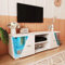 Dripex TV Lowboard Schrank Vitrine mit LED Beleuchtung Fernsehtisch TV Weiß Hochglanz (130x40x35)