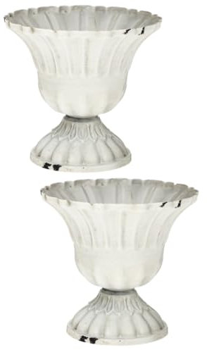 HOMSFOU 2 Stück Hohe Alte Blumenvase Polsterbesatz Kelchförmige Vase Vase Mit Getrockneten Blumen Grüne Dekorationen Antike Urnenpflanzgefäße Urnenvase Blumentöpfe Kompakte
