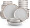 vancasso Dinner Sets - Nymph Grey Plates and Bowls, 32-Piece Color Glaze Crockery with 10.5in Dinner Plate, 8in Salad Plate, 1340ml Pasta Bowl and 800ml Cereal Bowl