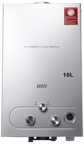 NICCOO Scaldabagno a Gas,10L Caldaia a Gas a Parete,senza serbatoio Scaldacqua Istantaneo,con kit doccia e Display a LED, Per Casa, Camper ed Esterni