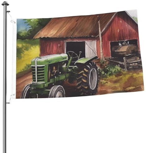 Flagge, 60 x 91 cm, Banner mit 2 Ösen, Traktor auf dem Bauernhof, Außendekorationen, HD-Druck, 200D, strapazierfähiges Polyester, Banner für Urlaub, Hof, große Flaggen für Innen- und Außendekoration
