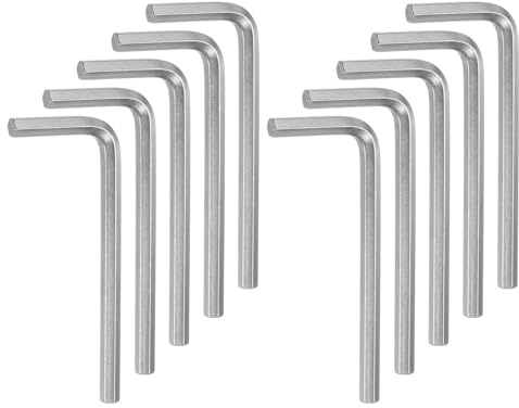 QUARKZMAN 10PCS Sechskantschlüssel 6mm L-Form Metrische Schraubenschlüssel aus Chrom-Vanadium-Stahl Reparaturwerkzeug für Heimreparaturen, Silberton