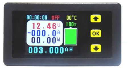 Wireless Color LCD Screen Meter Ammeter Power Capacity Running for Time Indication Overvoltage