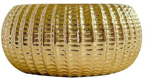 Wedhapy Goldener Blumentopf für Zimmerpflanzen, 23,1 cm, Keramik, runder, rutschfester Topf, für den Tisch zu Hause, Stil 1