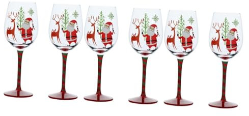 ABOOFAN Weihnachtsglas 6 Stk Weihnachtliche Kristallgläser Weihnachtsbecher Cocktailgläser Weihnachtsweingläser Trinkbecher Becher Mit Stiel Kelchbecher Trinken Hochzeit Weingläser Rotwein Kelch Glas