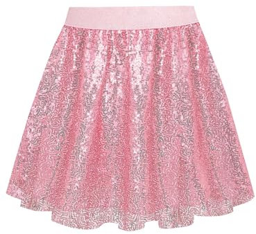 BALAYSIER Glitzer Mädchen Pailletten Rock Mit Auskleidung - Kinder Fransen Geeignet für 6-12 Jahre (Rosa, 9-10 Jahre)
