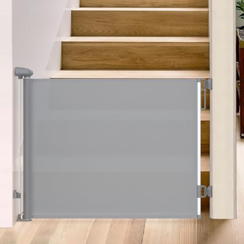 FUNYKICH Treppenschutzgitter Türschutzgitter Ausziehbar 0-180CM, Höhe 86cm, verschleißfest,Absperrgitter Schutzgitter für Babys und Haustiere,Kinderschutzgitter für Treppen/Türen/Innen und Außen(Grau)