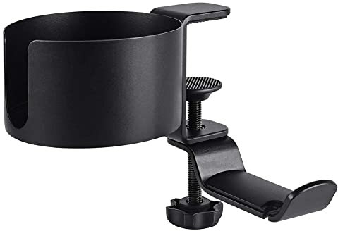 Bortivier Porte-gobelet de bureau 2 en 1 avec suspension pour casque - Pour bureau ou table - Noir