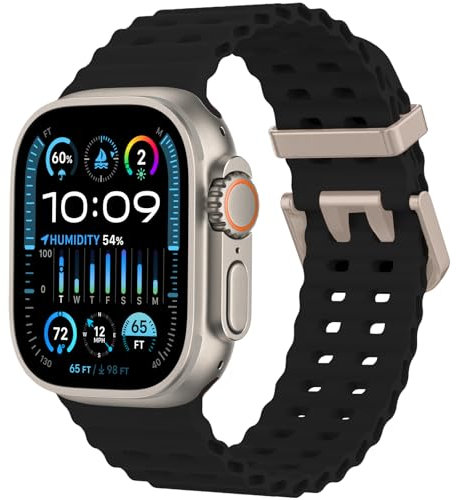 Ocean Sport Cinturino Compatibile con Apple Watch Ultra 2/Ultra Cinturino 49mm 46mm 45mm 44mm 42mm Uomini Donne, Silicone Traspirante Impermeabile Cinturini per iWatch Serie 9 8 7 6 5 4 SE 3 2 1
