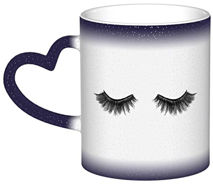 FJQWKLF Wimpern-Keramiktasse, magische, wärmeempfindliche Farbwechsel-Kaffeetasse, Milchteetasse. Geschenke für Familienliebhaber und Freunde