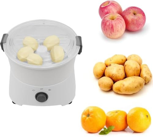 DFANCE Electric Potato Peeler Versatile One-button Drive Automatic Potato Orange Apple Peeler Spinner,White,11.14 * 9.3in