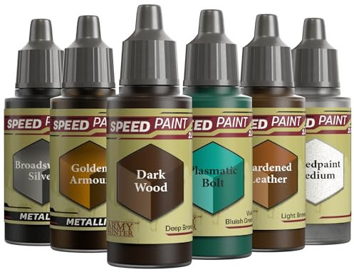 The Army Painter, Speedpaint 2.0 Wargaming Colours Bundle, 6 x 18 Pinturas Acrílicas con Plata, Oro, Marrón, Verde y Medium - Pintura para Miniaturas de D&D y Warhammer