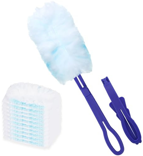 1 Plumeau et 10 Pièces Recharges Plumeau,Plumeau Poussiere Recharge Kit,Recharges de Plumeau Jetables pour Nettoyer La Poussière,La Saleté,Les Poils d'animaux,Non Parfumé