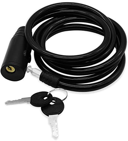 JPstraps - Candado Bicicleta Antirrobo (150cm con 2 Llaves) Cadena de Alta Seguridad uso Exterior para Bici MTB Motos Scooters Patinete Puerta Carretilla (Negro)