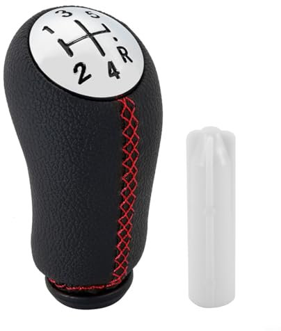 Aprilsunnyzone 1 Satz Schalthebelkopf, Ersatz 5-Gang-Schaltknauf-Aufkleber-Kopf Auto Schalthebel Griff für Renault Clio 3 (rote Linie)