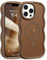 Pepmune Magnetic for iPhone 13 Pro Case [Compatible with Magsafe] Translucent Matte Cute Curly Wave Frame Phone Case,Soft TPU Bumper Slim Fit Shockproof Protective Cover for Men Women-Gold