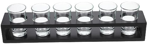 Alipis Bicchiere in Vetro Con Supporto in Legno Bicchieri Per Vino e Birra Portabicchieri in Legno Di Bicchieri Per Liquori Da Bar Design Semplice e Durevole