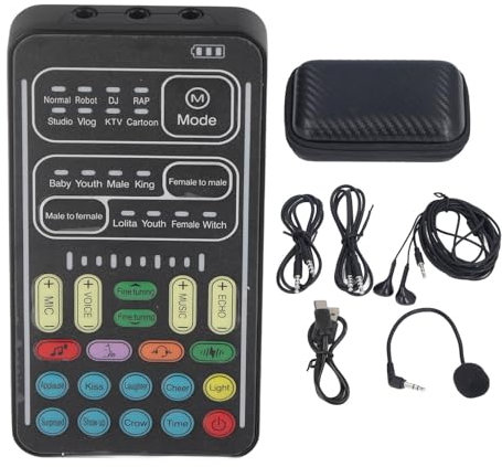 I9 Voice Changer Set Portable Recording Sound Carte, Adjustable Electronic Sound, pour Déguiser Votre Voix et Jouer à Différents Personnages dans Les Jeux (Version Anglaise)