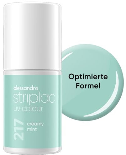 alessandro Striplac UV-Nagellack Creamy Mint - Deckend & Kratzfest bis zu 15 Tage - Leichtes Auftragen - Schonende Abziehtechnologie - Vegan - Pastell-Grün, 6,5ml