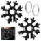 2PCS Snowflake Multitool, Black Multi Tool Snowflake Wrench with Hex Keys 5–14mm, Box Opener, Flat/Phillips Screwdrivers, Bottle Opener, Pocket Emergency Tools for Outdoor, Keychain, Travel Use